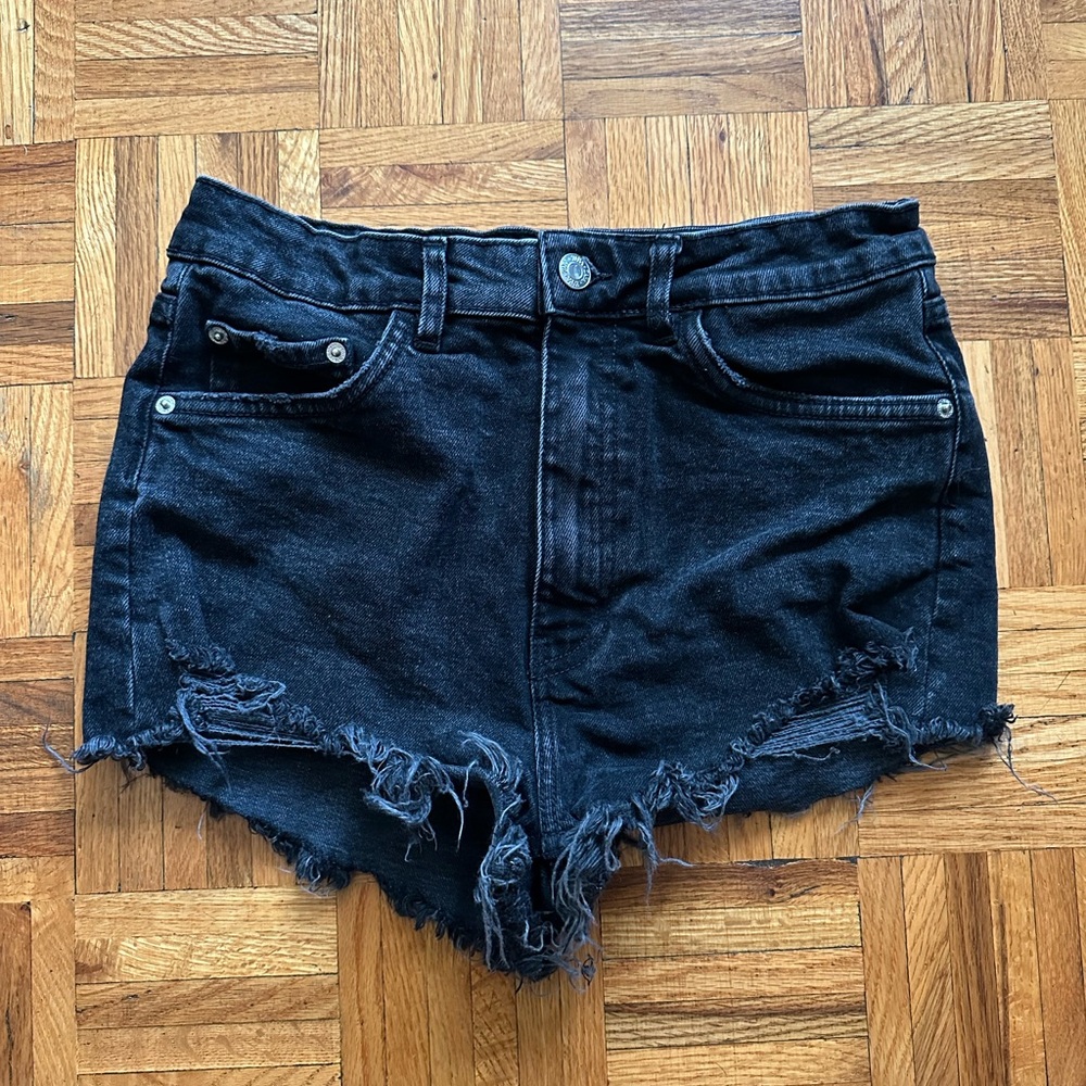 Zara black denim shorts